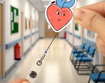 Heart Badge ID Holder | Cardiologist, Pediatrics, Doctor, Nurse, Hospital Administrator gift, Cute Heart ID Reel