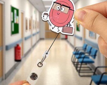 Happy Cell Badge ID Holder | Red blood cell, Pediatrics, Doctor, Nurse, Hospital Administrator gift, Cute Cell ID Reel