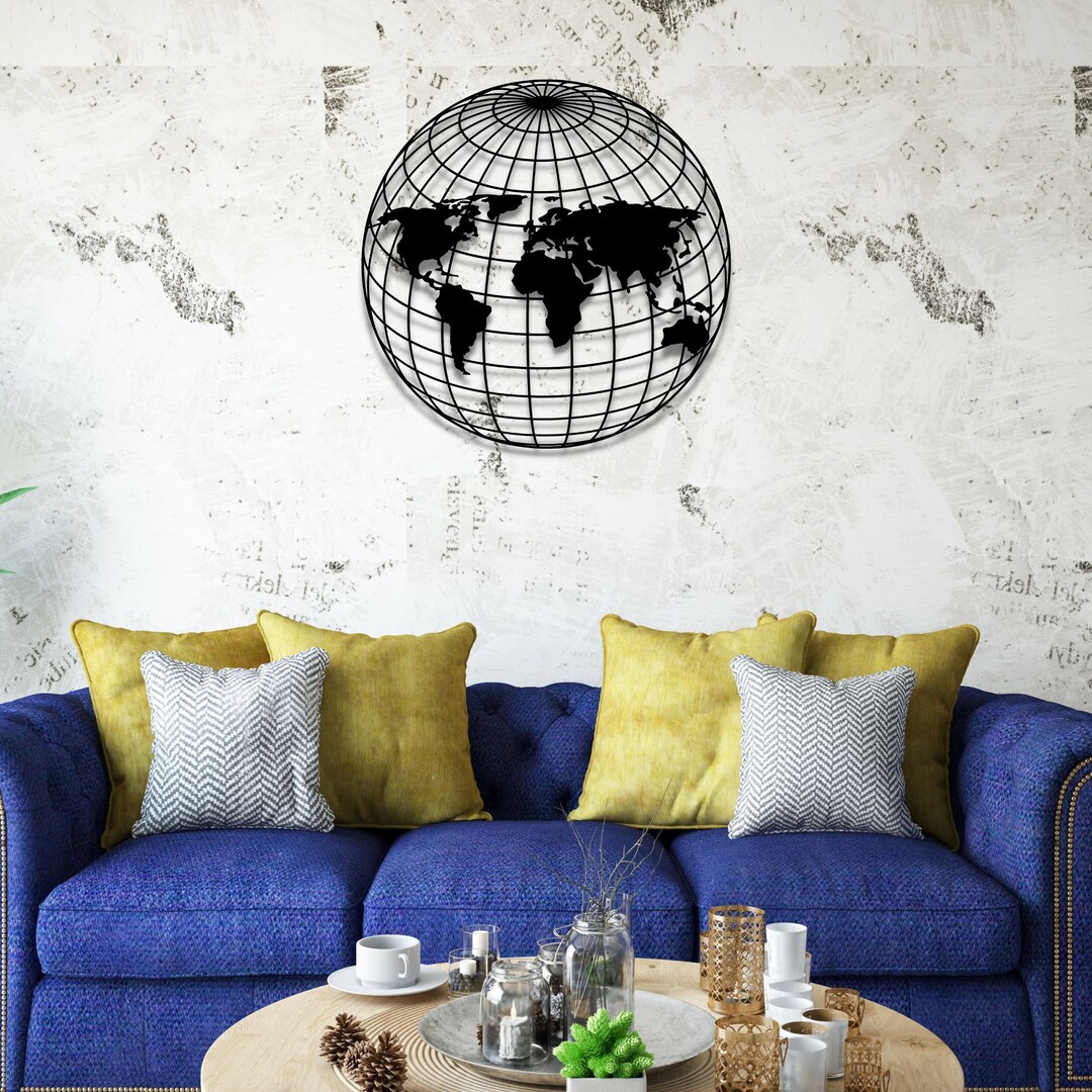 Metal World Map World Map Metal Wall Art World Map Wall Art Etsy