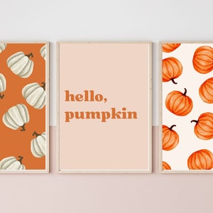 set of 3 hello pumpkin fall wall decor, Fall wall art, Autumn wall art, Thanksgiving wall art, Halloween wall art, pumpkins, hello pumpkin