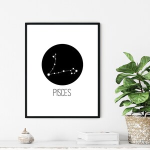 Pisces zodiac wall art set of 3, Pisces zodiac print, minimalist wall art, zodiac constellation poster, digital artwork