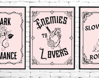 Romance Trope Prints, Digital Download, Dark Romance, Enemies to Lovers, Slow Burn, gift for reader