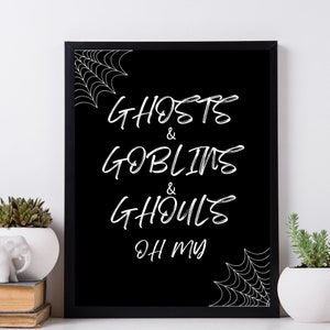 fantasmas assustadores e goblins e ghouls oh meu dia das bruxas arte de parede para impressão, decoração de parede de dia das bruxas, frase de dia das bruxas, dia das bruxas engraçado,