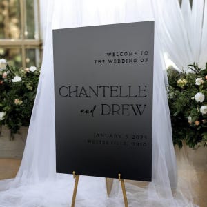 Matte Black Acrylic Wedding Welcome Sign: 3D Lettering