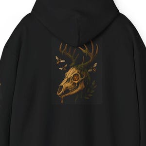Dark Forest Hoodie Deer Skull Sweatshirt Winter Apparel for Outdoors Witchy Sweater