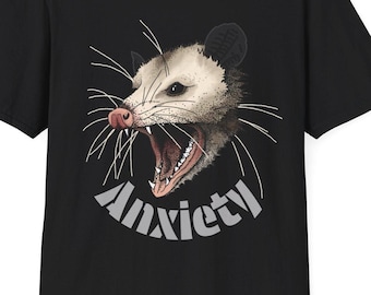 Anxiety Opossum Shirt - Trashcore, Nature Punk, Street Cats, Folk Punk, Crust, Vulture Culture