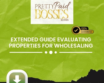 Real Estate Wholesaling Guide | Property Deal Analysis Workbook (Digital Download)
