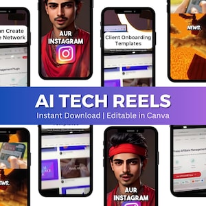 Könnte beinhalten: Eine Collage aus acht Telefonbildschirmen, die verschiedene Social-Media-Posts und Website-Screenshots zeigen. Die Posts enthalten den Text "You Can Create Affiliate Network", "AUR INSTAGRAM", "Client Onboarding Templates", "Press Affiliate Management Plugin" und "NEWS."