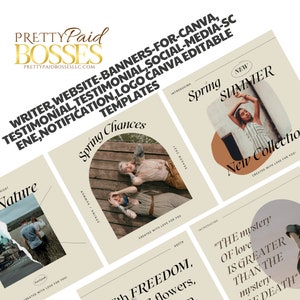 Writer, Website-Banner-für-Canva, Testimonial, Testimonial, Social-Media-Szene, Benachrichtigung, LOGO Canva bearbeitbare Vorlagen