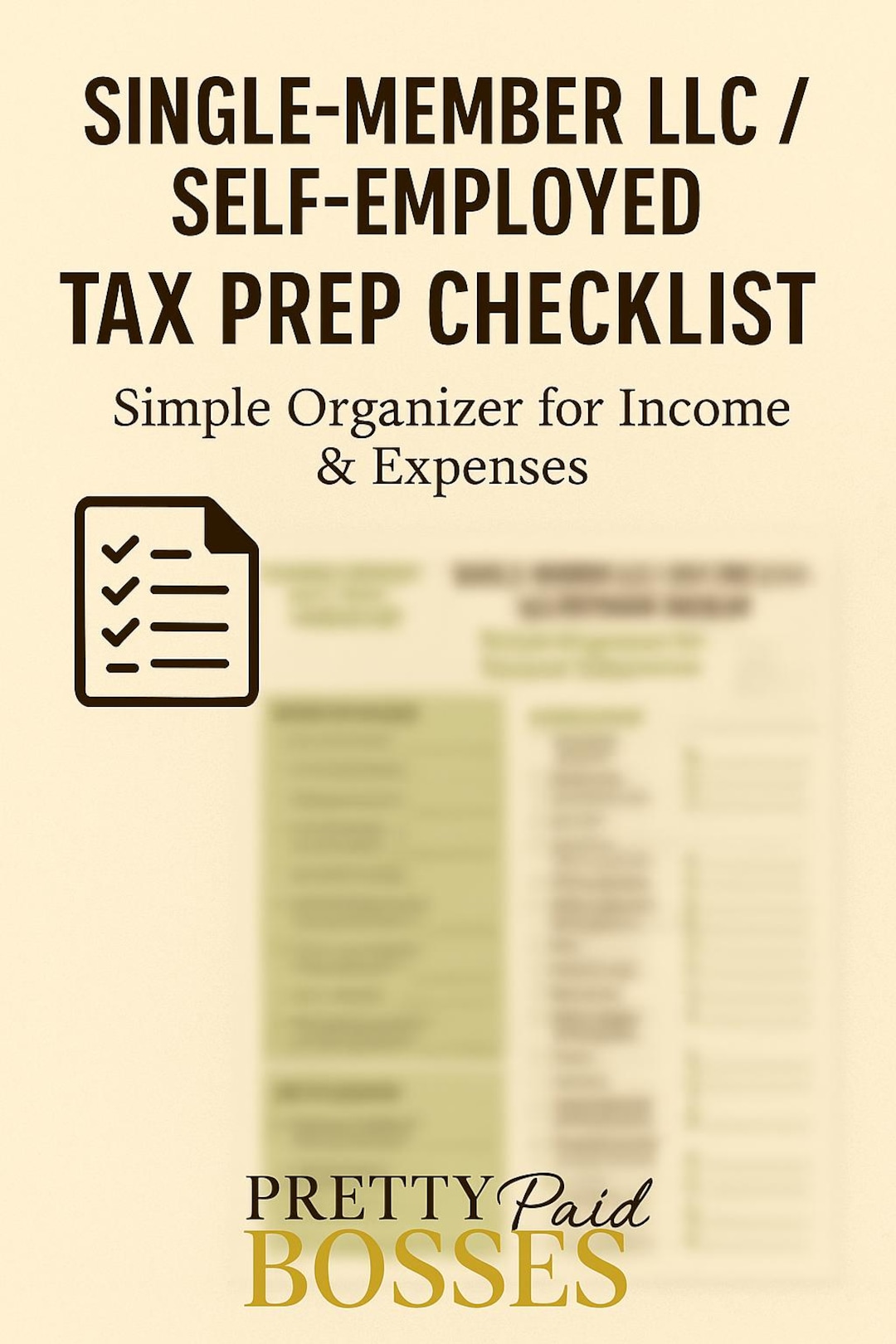 Single Checklist Single-member LLC / Self-employed Tax Prep Checklist | Sole Proprietor ...