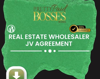 Real Estate Wholesaler JV Agreement | Joint Venture Contract | For Wholesalers & Investors | Editable Word/PDF