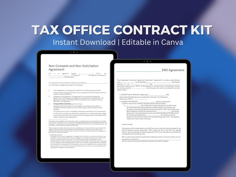 Tax Office Contract Kit | PDF Templates (instant Download) - Etsy
