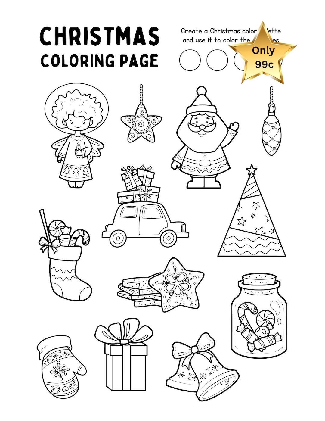 10 Jumbo Christmas Coloring Pages Printable PDF Instant - Etsy