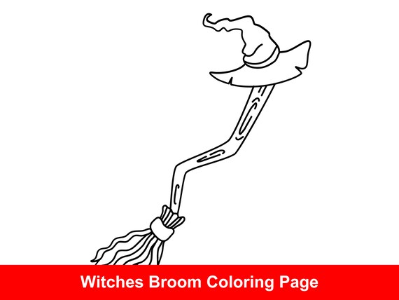 Witch Broom Coloring Page