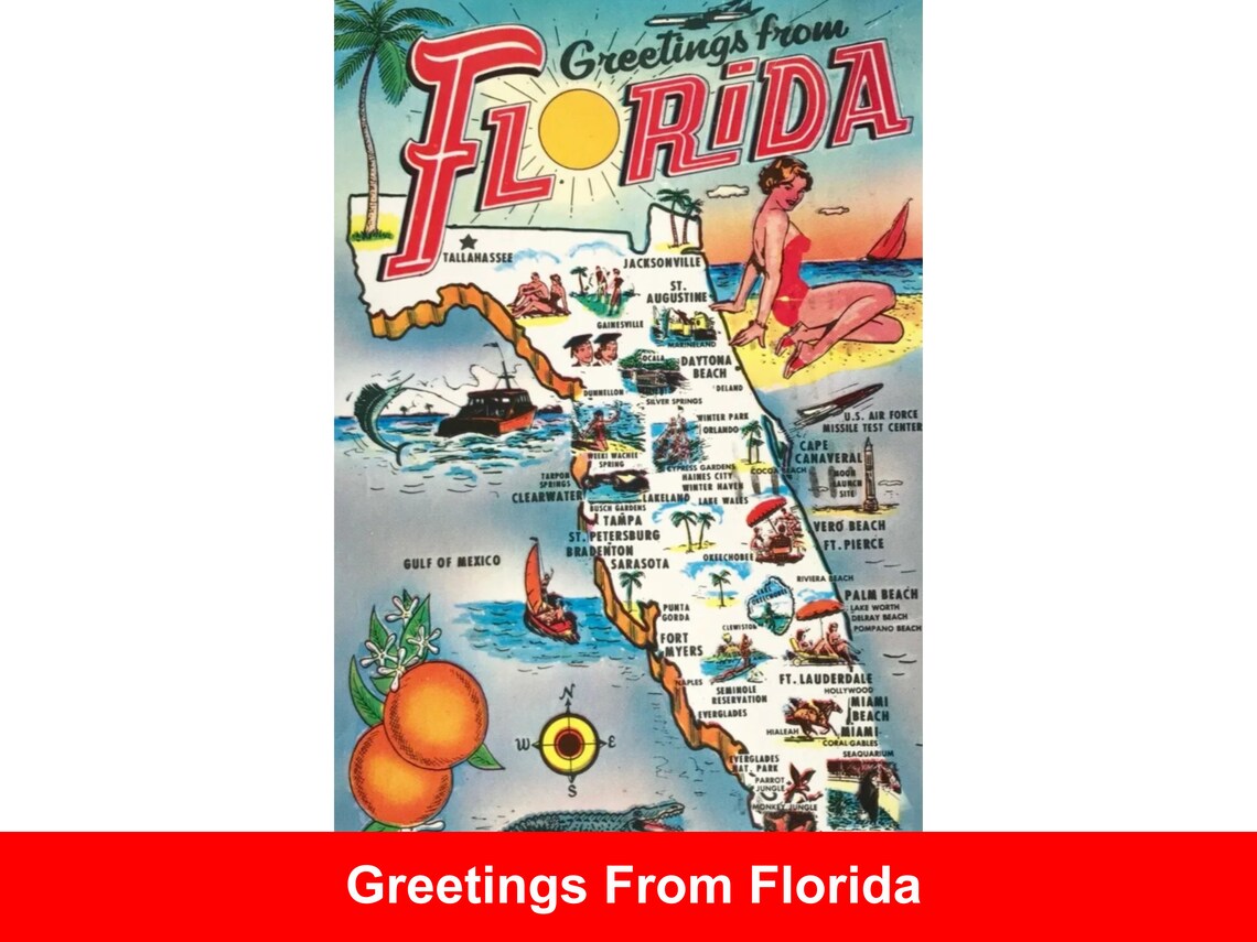 Full Color Retro Map of Florida - Il 1140xN.5740917195 D7f9 