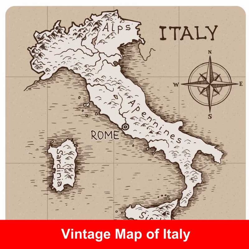 Italy Map - Etsy