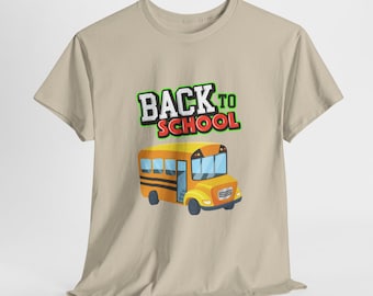 School Bus T-Shirt: Unisex Heavy Cotton Back To School Tee
