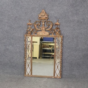 French Regency Style Carved Wood and Gesso Wall Hanging Mirror, Furniture, Mirror Wall Decor, Gold Mirror, Large Mirror, Bathroom Mirror