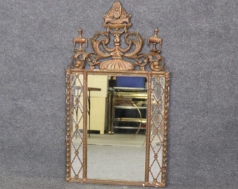 French Regency Style Carved Wood and Gesso Wall Hanging Mirror, Furniture, Mirror Wall Decor, Gold Mirror, Large Mirror, Bathroom Mirror