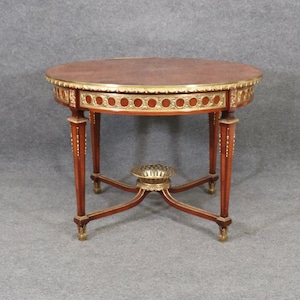 French Louis XVI Directoire Style Center Table With Brass Accents