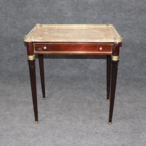 French Louis XVI Style Marble Top End Table, Accent Table, Side Table, Antique Table, MCM, Vintage, Antique Furniture, Marble Top Table