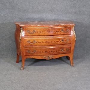 Vintage Louis XV Style Inlaid Marble Top 3 Drawer Commode, Vintage Decor, Chest of Drawers, Home Decor, Furniture, Antique Furniture