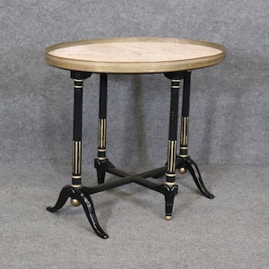 French Directoire Ebonized Marble Top Tea Table, End Table, Antiques, Antique Decor, Accent Table, Furniture, Livingroom Furniture, Vintage