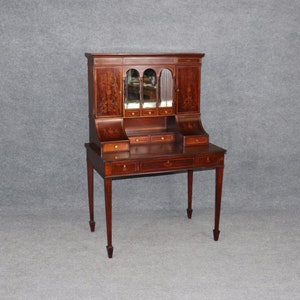 Antique 19th Century Edwardian Style Inlaid Desk, Antiques, Antique Furniture, Accent Furniture, Interior Decor, Vintage Desk, Retro, Design