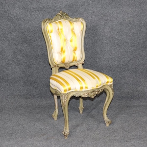 Antique 19th Century French Louis XV Style Paint Decorated Side Chair, Accent Chair, Upholstered Chair, Vintage Chair, Furniture, Retro