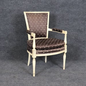 Louis XVI Style creme Paint Decorated Armchair circa 1960s, Accent Chair, Vintage Chair, Vintage, French Furniture, MCM, Furniture, Retro