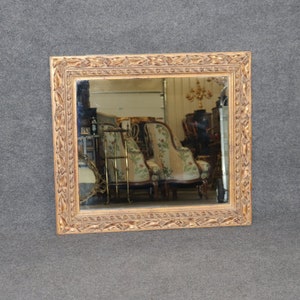 Vintage Mid Century Distressed Gilt Rectangular Floral Wall Hanging Mirror circa 1960s, Accent Mirror, Wall Decor, MCM Mirror, Furniture