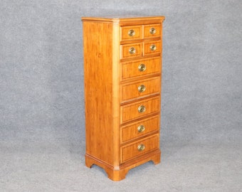 English Georgian Style Lingerie Chest, High Chest From Yew Wood Yorkshire Collection By Drexel Antiques, Home Decor, Bedroom Furniture, MCM