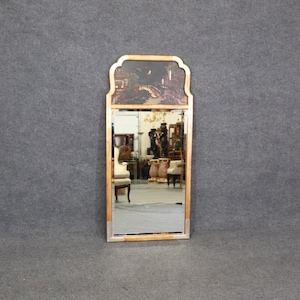 Mid Century LaBarge Beveled Glass Mirror with Japponed Chinoiserie Panel, Furniture, Accent Mirror, Wall Mirror, Hanging Mirror, Wall Decor