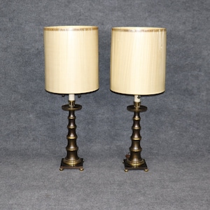 Pair of MCM Hollywood Regency Style Brass Table Lamps by Stiffel, Accent Lamps. Vintage Lamp, MCM Lamp, Gold Lamp, Pair Lamps, Retro