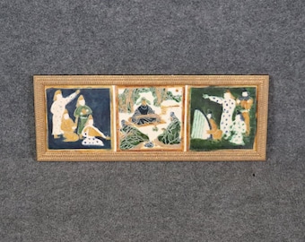 Vintage Framed Oriental Ceramic Tiles, Wall Decor, Home Decor, Wall Art, DPLuxuries, Bathroom Decor, Entryway Decor, Chinoiserie, Oriental