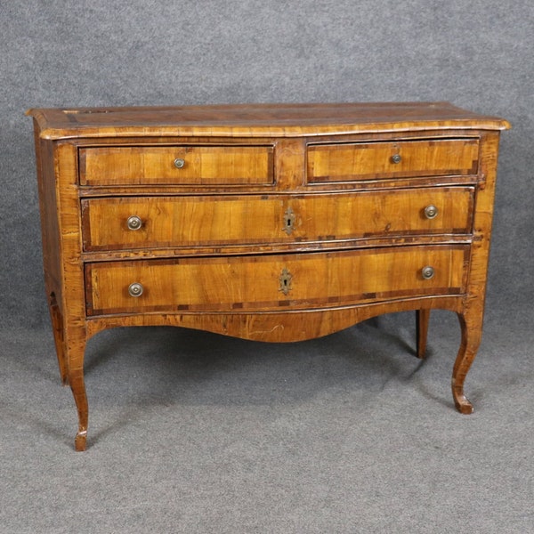 Antique Early 18th Century Italian Inlaid Olive Wood Commode, Chest of Drawers, Antique FurnitureDresser, Vintage Commode, Furniture, Retro