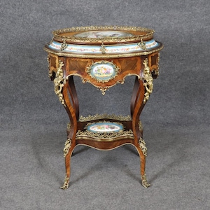 Antique 19th Century French Louis XV Style Etagere with Sevres Style Plaques, Stand, Vintage Stand, Porcelain Plaques, Furniture, Retro