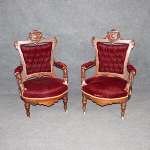 Antique Victorian Armchairs Pair: Attributed to John Jelliff, Circa 1900