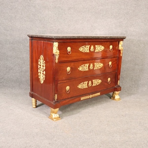 19th Century French Empire Marble Top Dresser, Chest of Drawers, Server