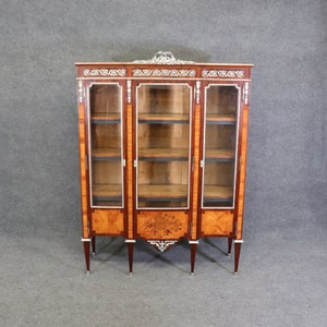 French Antique 19th Century Louis XVI Style Curio Cabinet Vitrine, Antiques, Antique Furniture, Furniture, Display Cabinet, DPLuxuries Retro