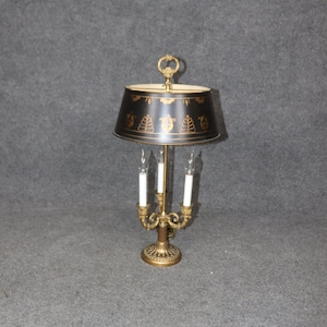 Antique French Empire Style Bouillotte Lamp with Tole Shade, Table Lamp, Accent Lamp, Desk Lamp, Vintage Lamp, Furniture, Retro