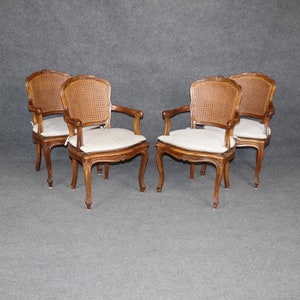 Set of 4 French Louis XV Style Cane Back Armchairs, Accent Chairs, Antique French Decor, Home Decor, Kitchen Chairs, Furniture and Decor