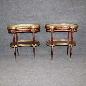 Pair of Early 20th Century French Louis XV Style Marble Top End Tables, Side Tables, Accent Tables, Pair Tables, Antique Tables, Furniture