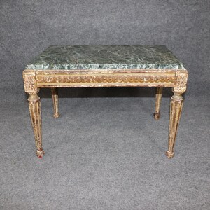 Antique French 18th Century Louis XVI Style Distressed Paint Decorated Marble Top End Table, Side Table, Accent Table, Vintage, Furniture