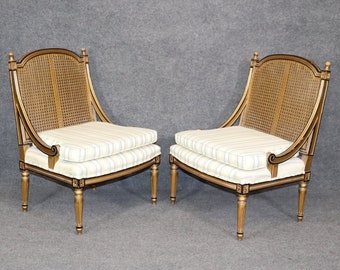 Pair of French Louis XVI Style Cane Back Bergeres, Lounge Chairs, Antique Furniture, Club Chair, dpluxuries, Accent Chairs, Vintage