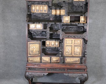 Large Antique Meji Period Japanese Shibayama Cabinet Museum Quality, Oriental Decor Chinoiserie Furniture Antique Furniture Home Decor