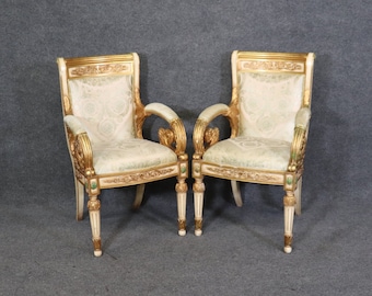 Pair of Versace Italian Rococo Gold Gilt Style Armchairs, Entryway Chairs, Luxury Decor, Vintage, Vintage Decor, Home Decor, Furniture,Retro
