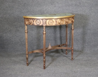 French Louis XVI Style Gilt Console, Sofa Table, Server, Entryway Table, With Paint Decorated Top