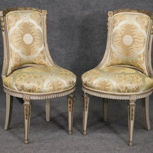 Pair of French Louis XVI Paint Decorated Side Chairs, Circa 1920s, Antique Furniture, Antique Decor, Accent Chairs, Home Decor, Retro