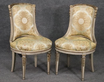 Pair of French Louis XVI Paint Decorated Side Chairs, Circa 1920s, Antique Furniture, Antique Decor, Accent Chairs, Home Decor, Retro